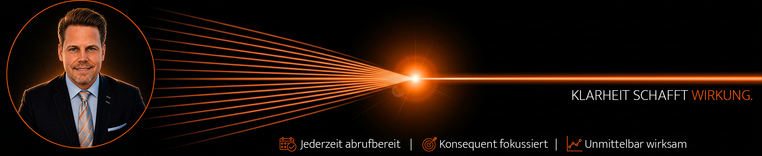 Klarheit schafft Wirkung. Jederzeit abrufbereit. Konsequent fokussiert. Unmittelbar wirksam.